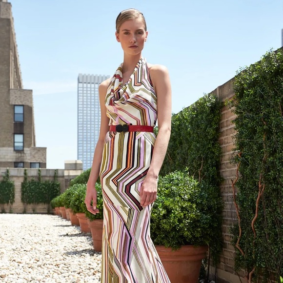 Carolina Herrera Silk Print Gown - Picture 3 of 4